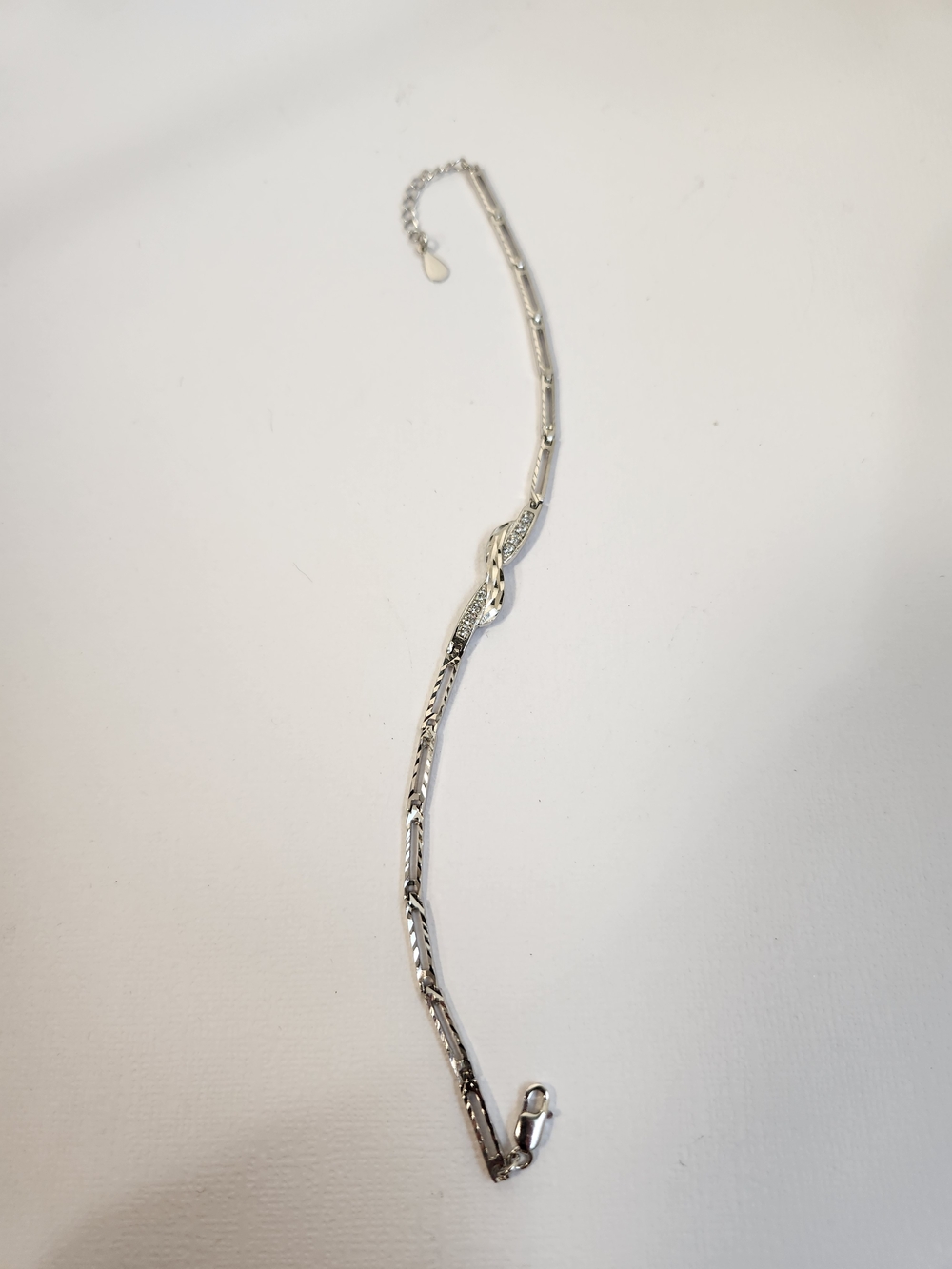 Genuine Diamond Accents Infinity Bracelet 7” 925 90s Tennis Bracelet VTG - Picture 8 of 10